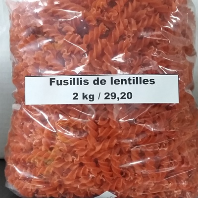 Fusillis de lentille biologiques - 2 kg